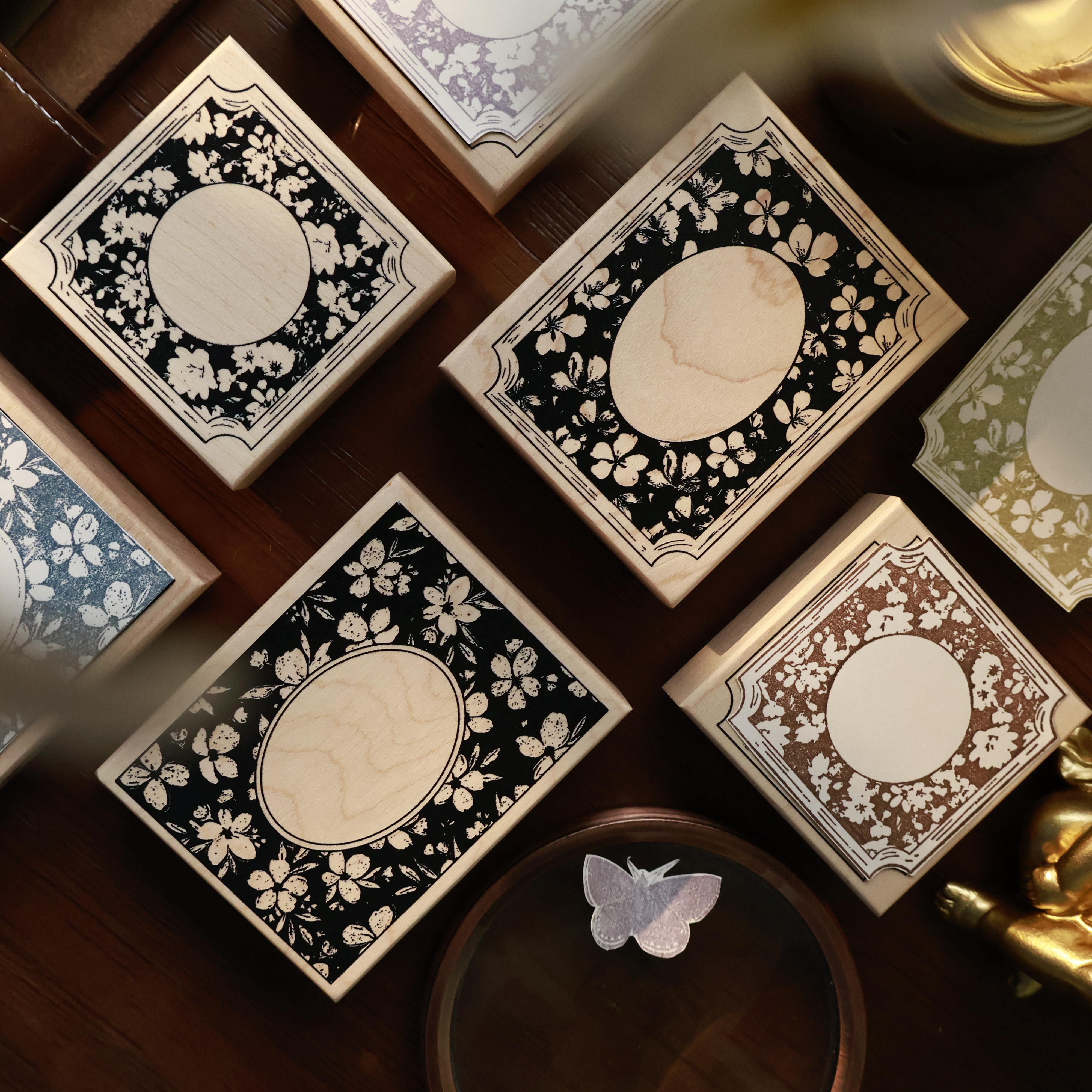 Vintage Collectible Stamps - YiEr Studio Vintage Ink Flower Frames