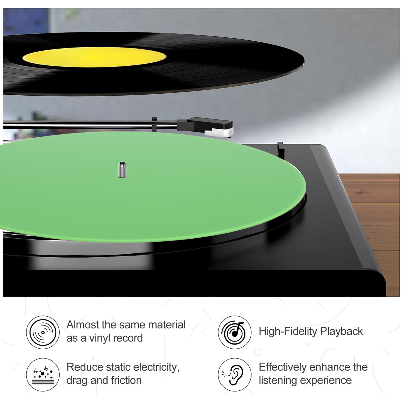 Vinyl Record Cleaner - Record Platter Slipmat Acrylic Turntable Slip