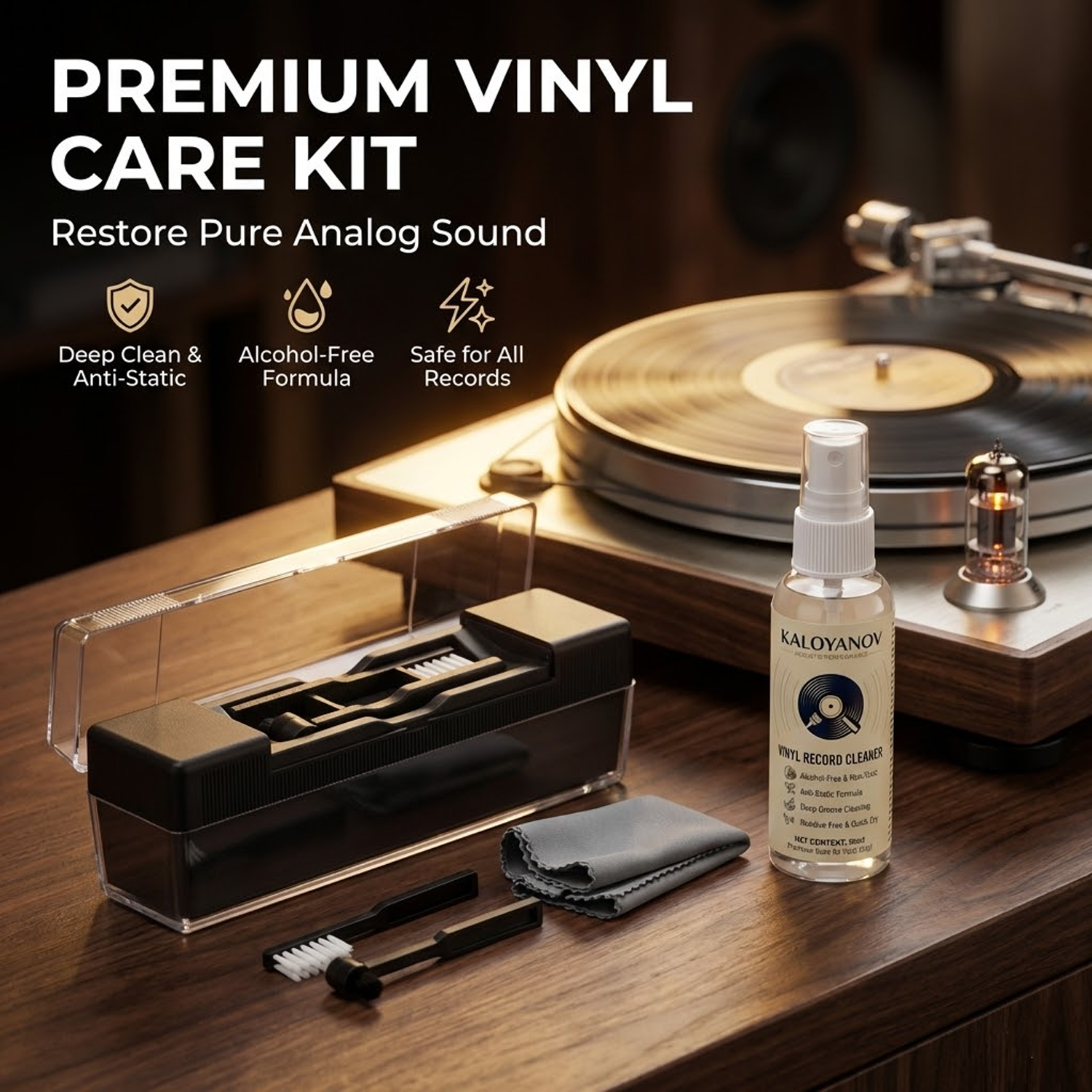 Vinyl Record Cleaner - Anti-Static Vinyl Record Cleaner Kit Alcohol-Free