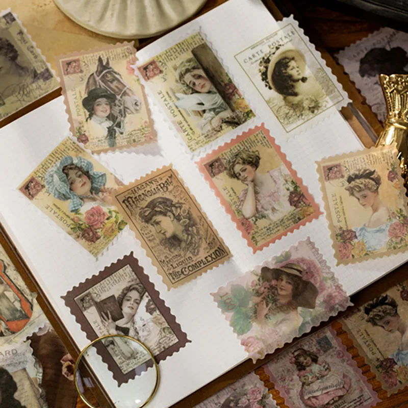 Vintage Collectible Stamps - 60pcs/lot Vintage Ladies Stamp Washi Stickers