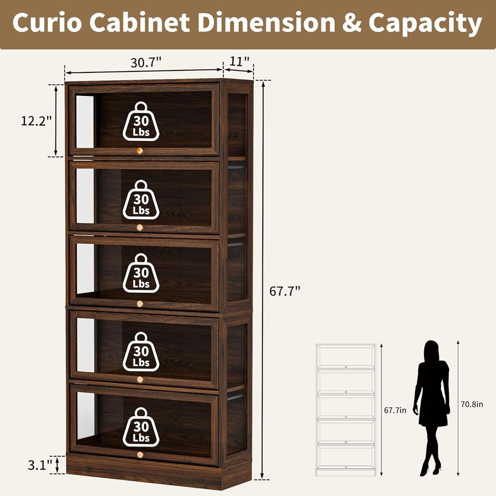5-Tier Walnut Acrylic Glass Di - Collectible & Vintage Dolls For Christmas recensie en prijs