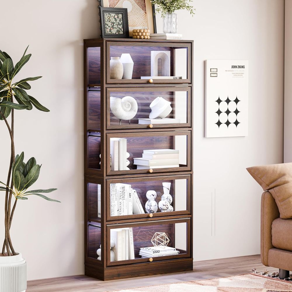 5-Tier Walnut Acrylic Glass Di - Collectible & Vintage Dolls For Christmas recensie en prijs