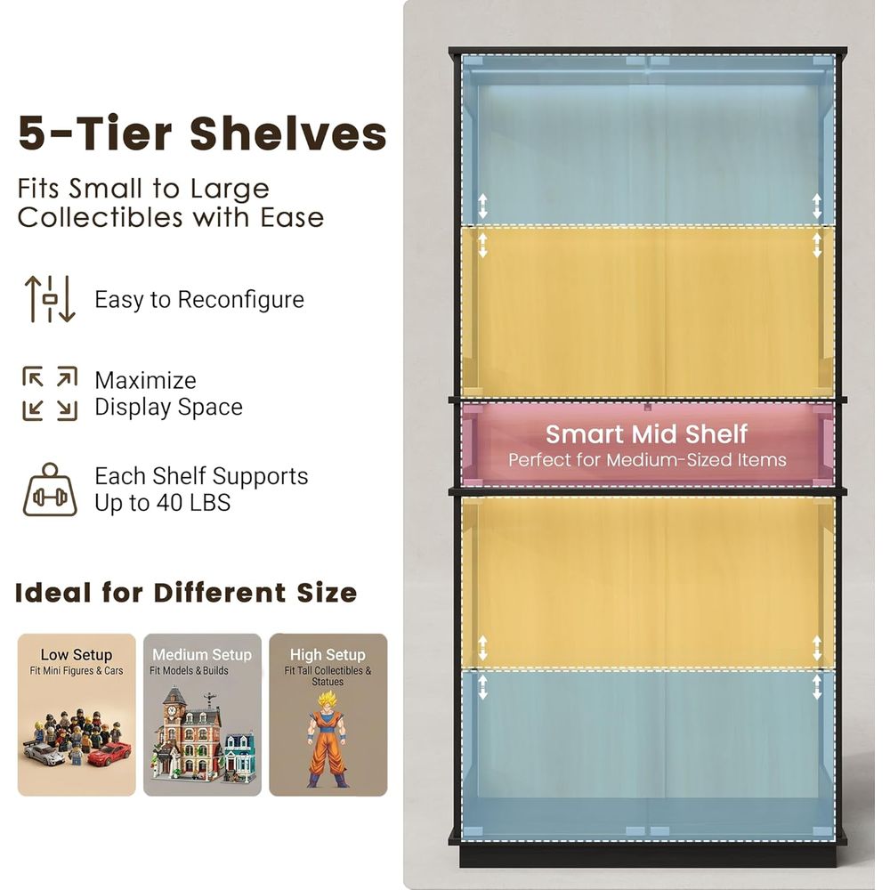 5-Shelf LED Lighted Glass Disp - Collectible & Vintage Dolls For Christmas recensie en prijs