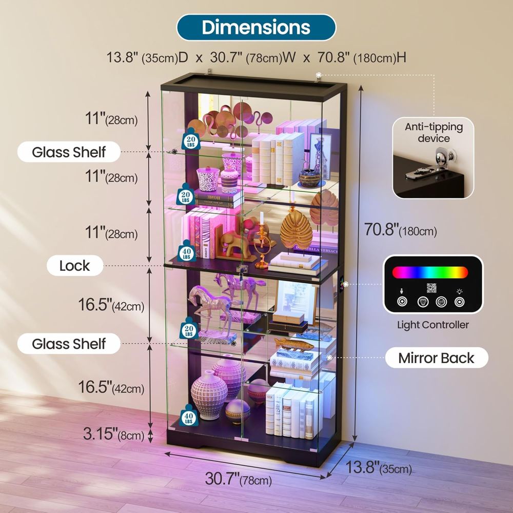 10-Tier Lockable Glass Display - Collectible & Vintage Dolls For Christmas recensie en prijs