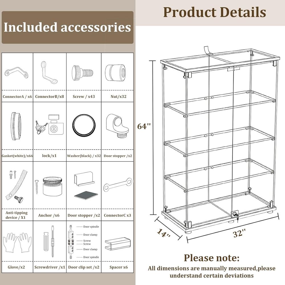 4-Tier Tempered Glass Curio Ca - Collectible & Vintage Dolls For Christmas recensie en prijs