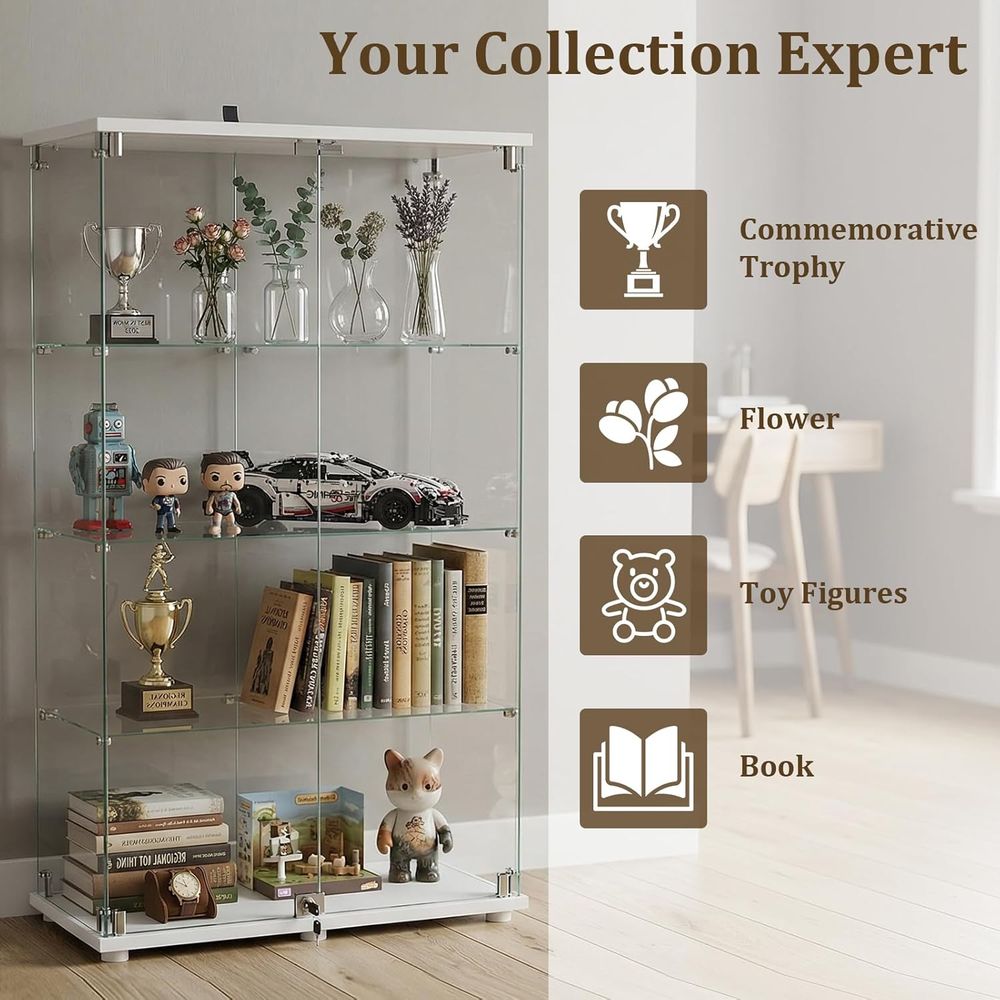 4-Tier Tempered Glass Curio Ca - Collectible & Vintage Dolls For Christmas recensie en prijs