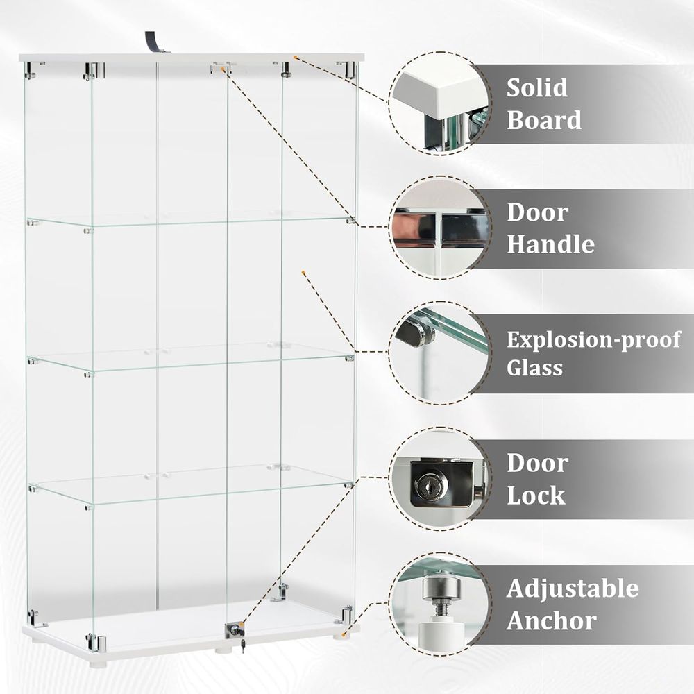 4-Tier Tempered Glass Curio Ca - Collectible & Vintage Dolls For Christmas recensie en prijs